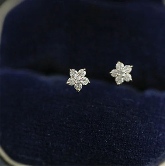 Sterling silver diamond earrings - Picture 3 of 5